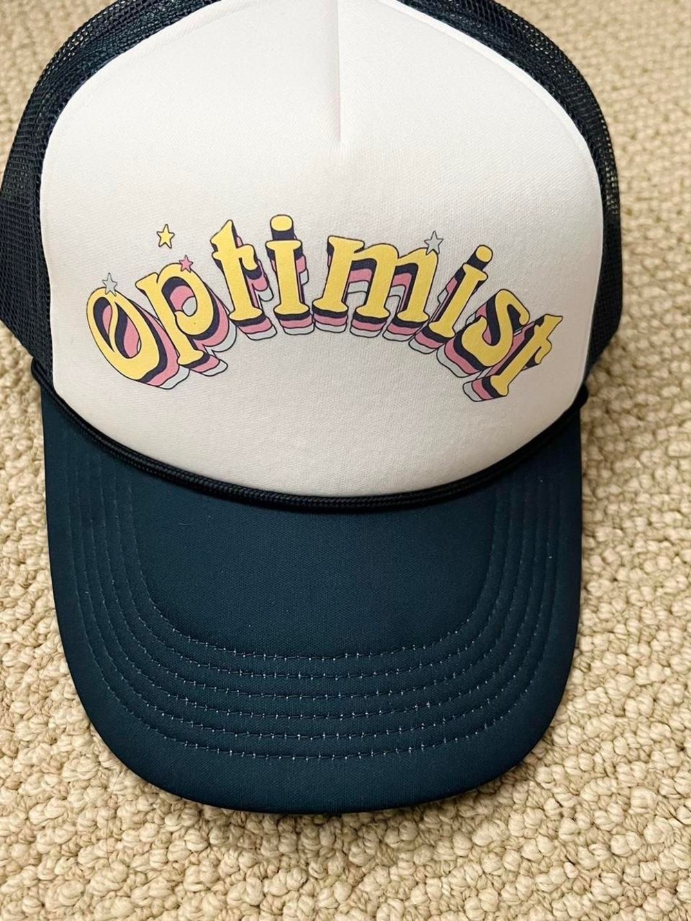 Spiritual Gangster "Optimist" Trucker Hat - White & Space Blue O/S